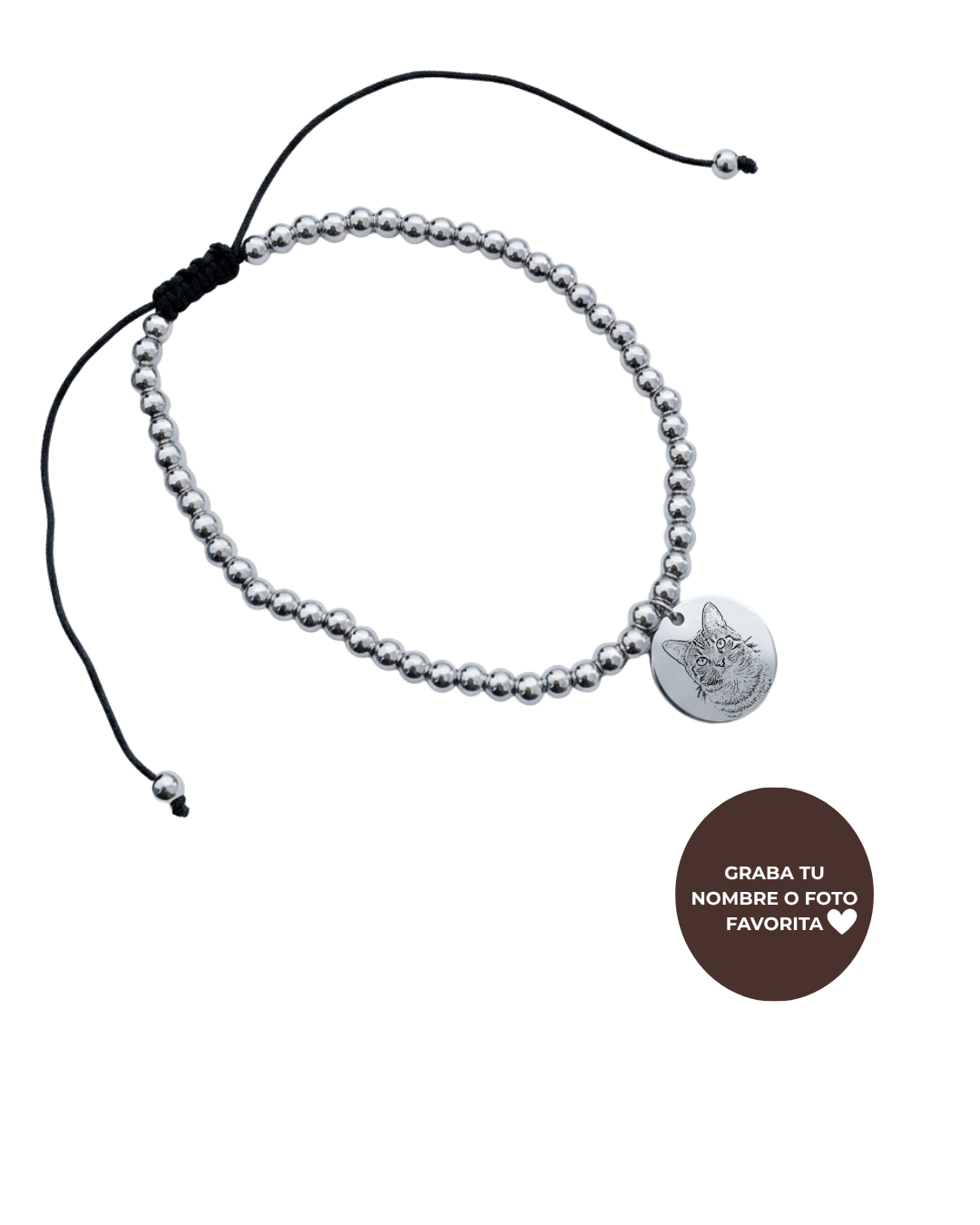 Pulsera Full Balls Ajustable Grabada 15mm