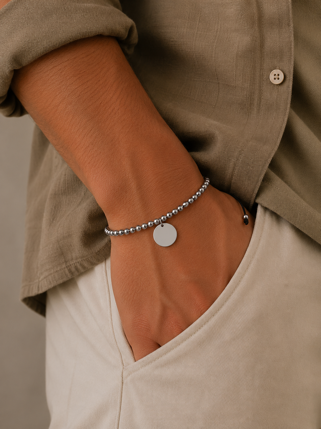 Pulsera Full Balls Ajustable Grabada 15mm